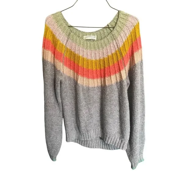 Anthropologie Colleen Gray Multi Pullover Sweater Size Medium Z105-14 - Picture 2 of 8